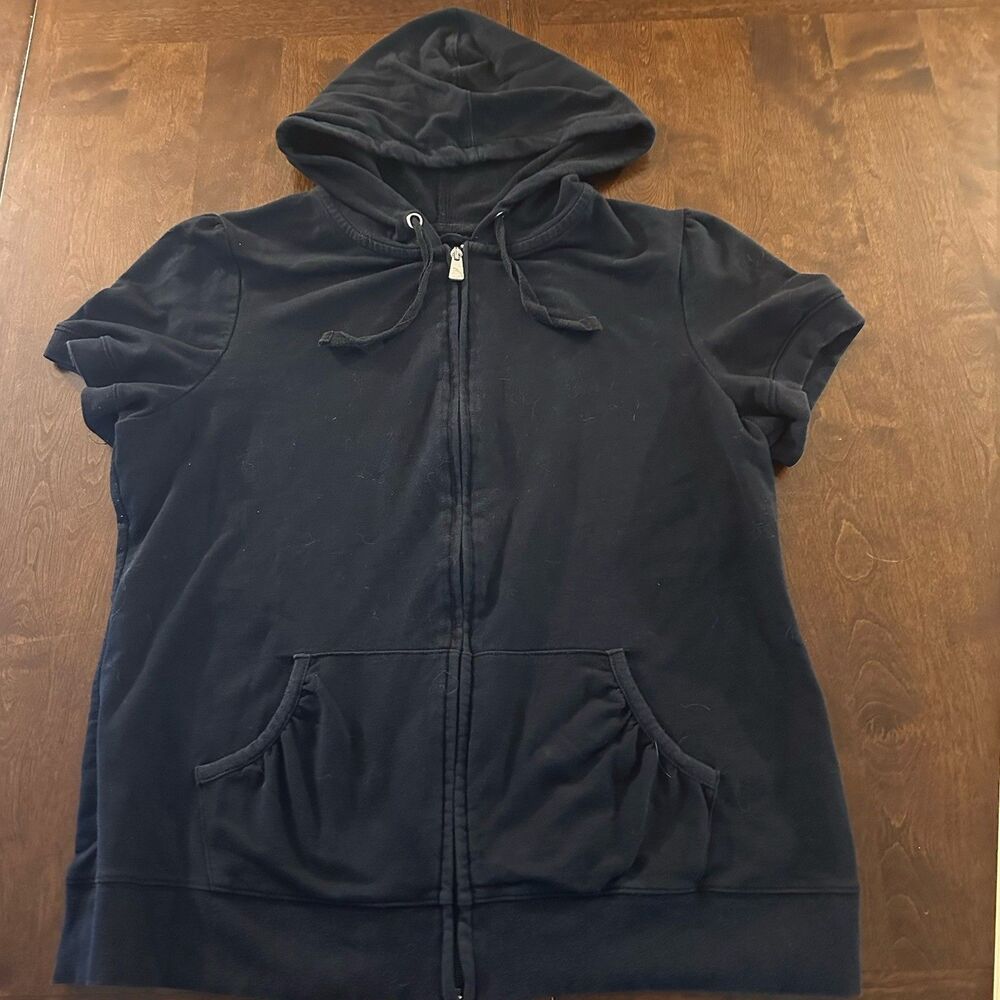 Fashion Bug Women’s XL Black Hooded Zip Vest W/Pockets